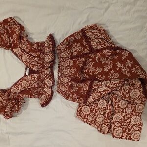 Altar'd State Red Floral Two-Piece Set